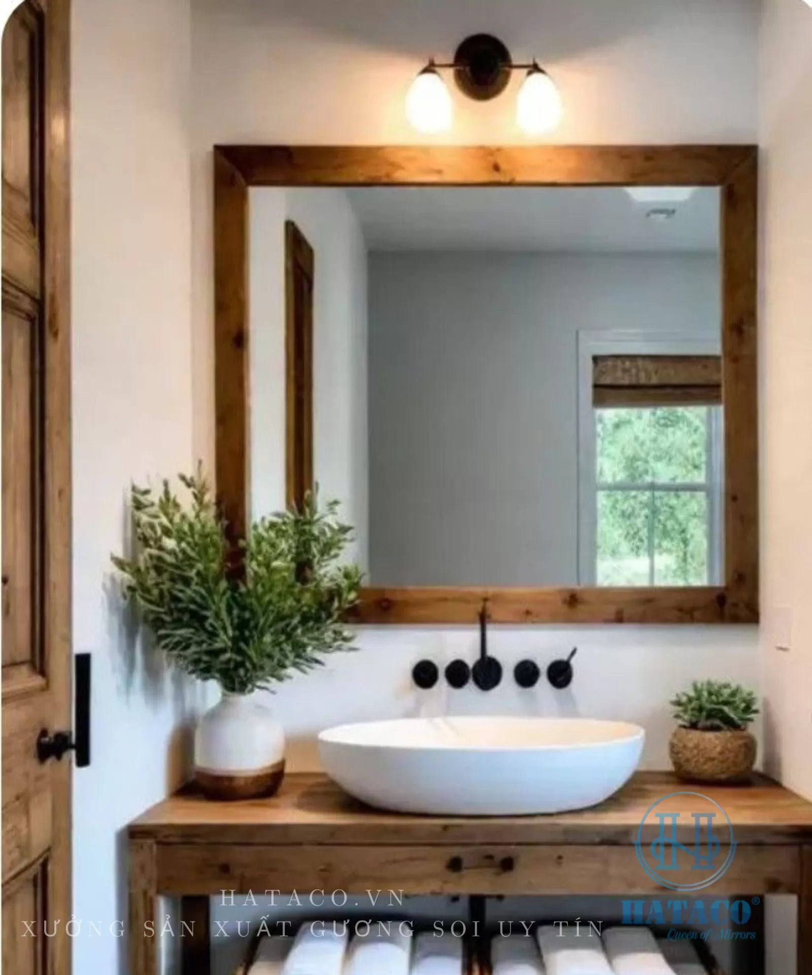 Báo giá gương nhà tắm khung gỗ và gương nhà tắm khung composite Hataco – Đẳng cấp không gian, nâng tầm trải nghiệm