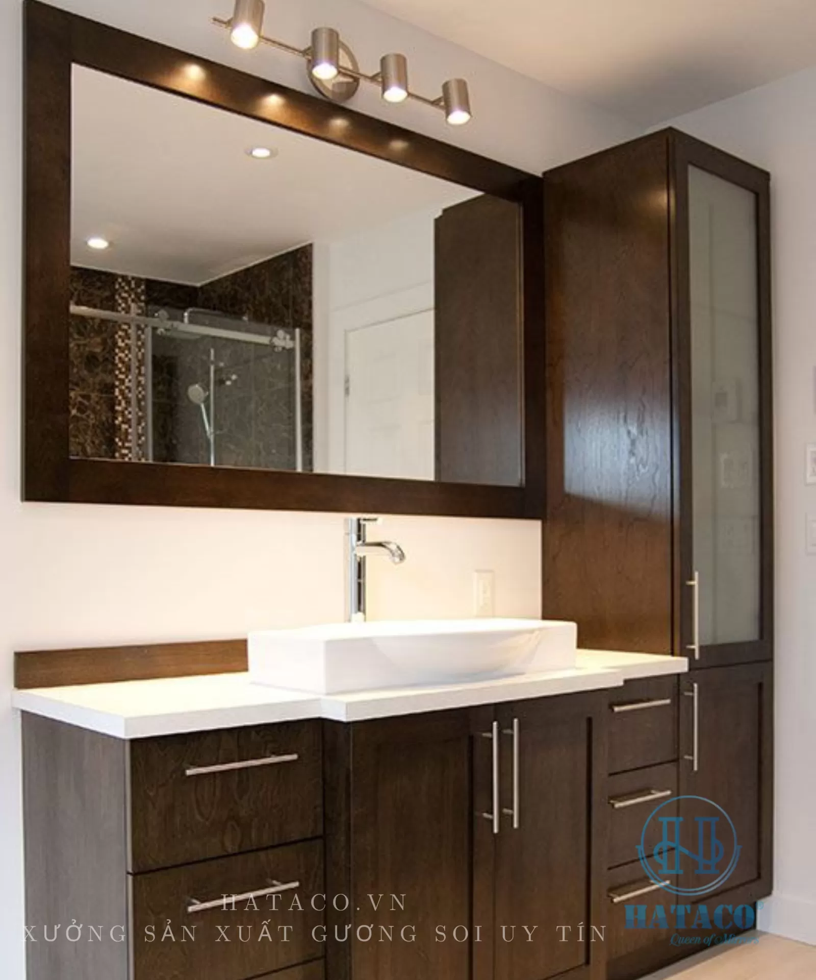Báo giá gương nhà tắm khung gỗ và gương nhà tắm khung composite Hataco – Đẳng cấp không gian, nâng tầm trải nghiệm