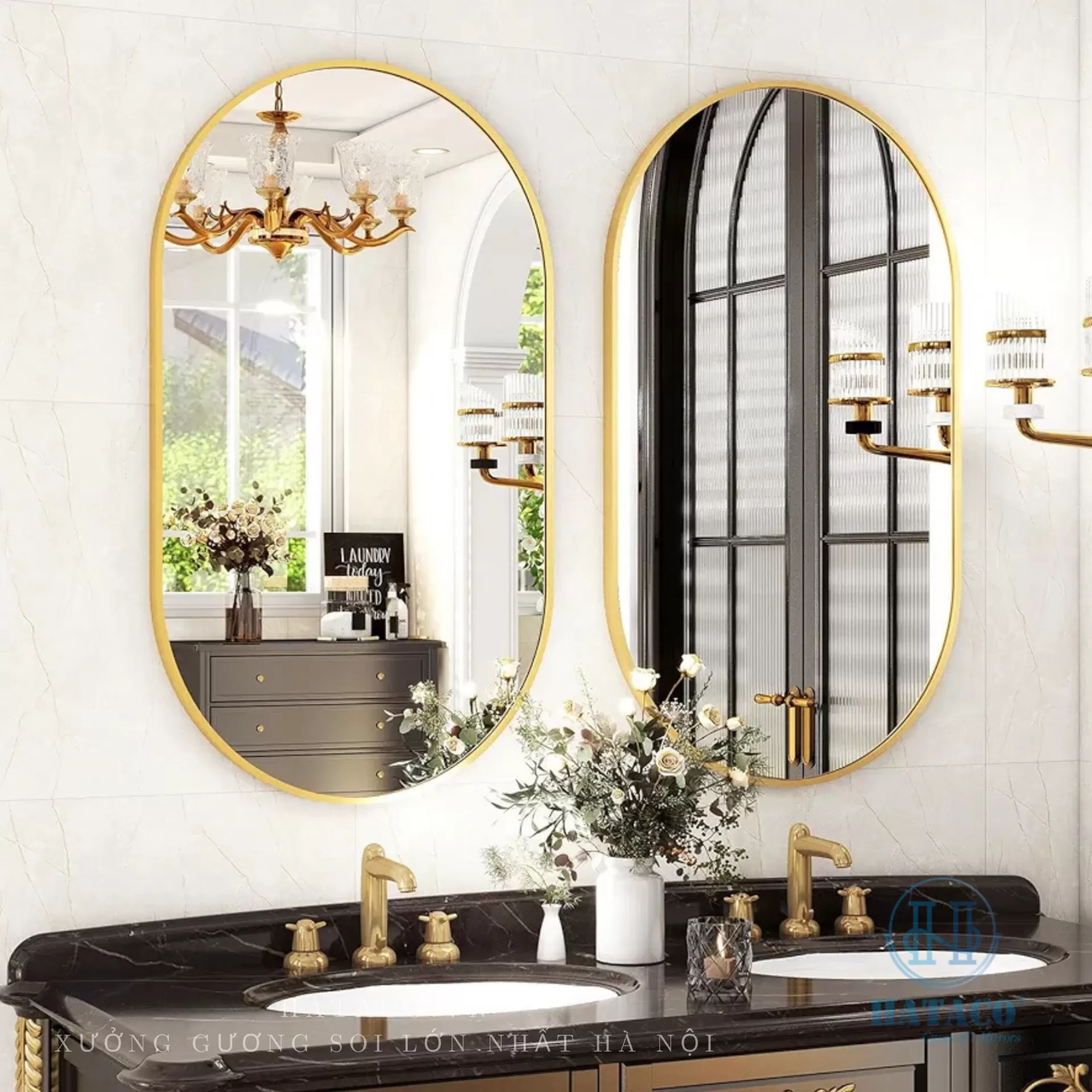 Báo giá gương nhà tắm khung inox và gương nhà tắm khung nhôm Hataco  –  hiện đại, sang trọng, giá xưởng